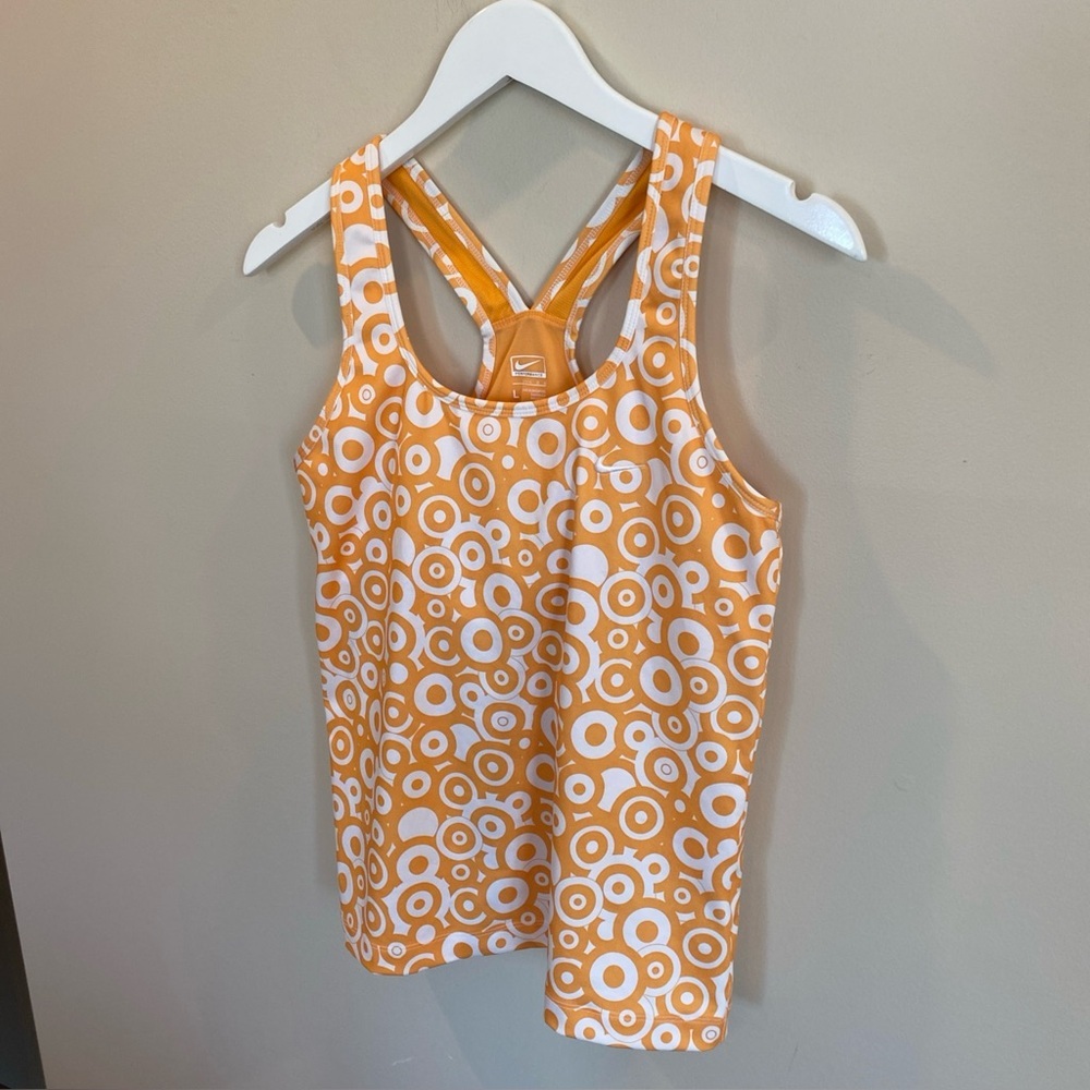 Nike Preformance Tennis Tank Top Racer Back Orange Womens Large Built In Bra
